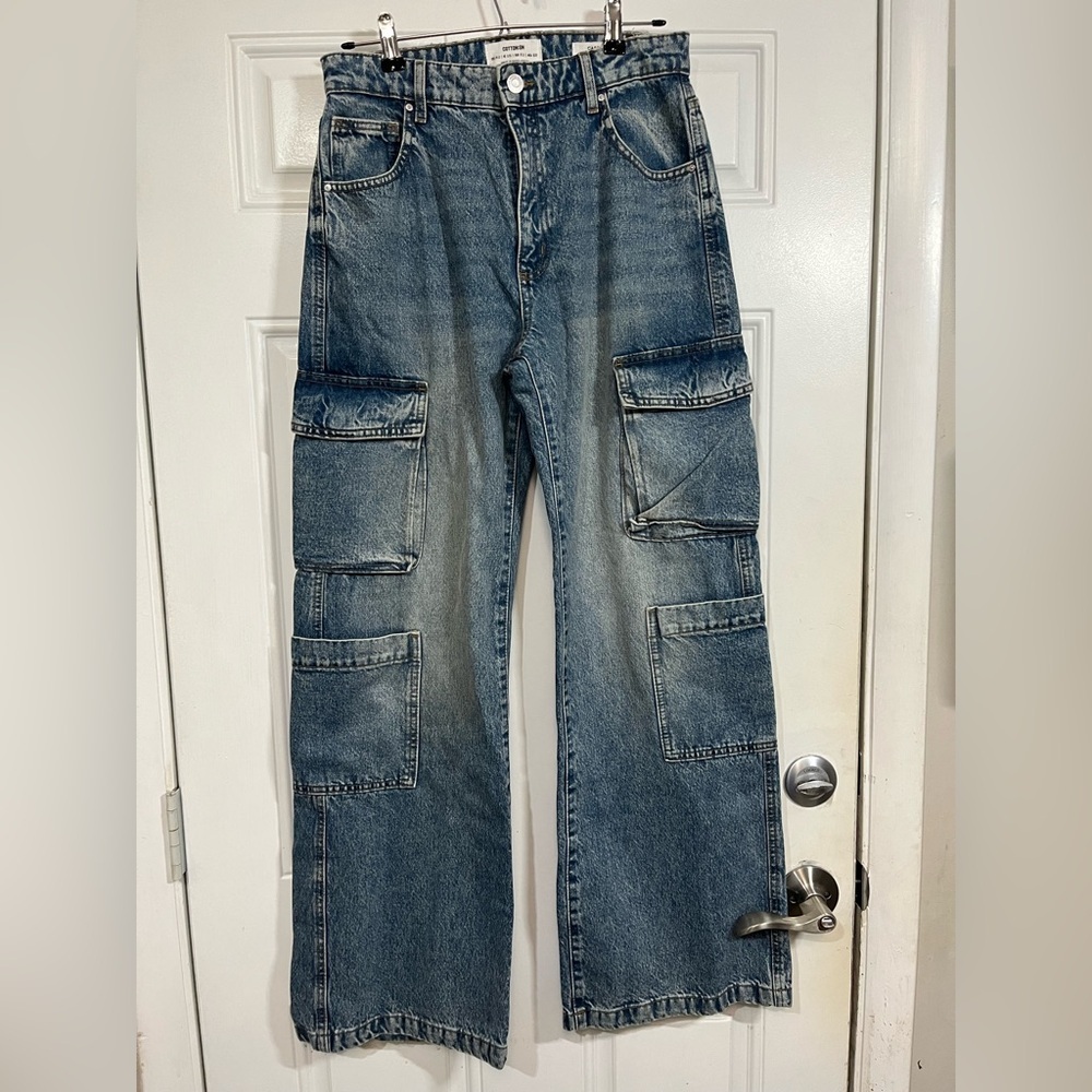 Cotton On Women’s Wide Leg Cargo Jeans Size 6 USA Y2K Style